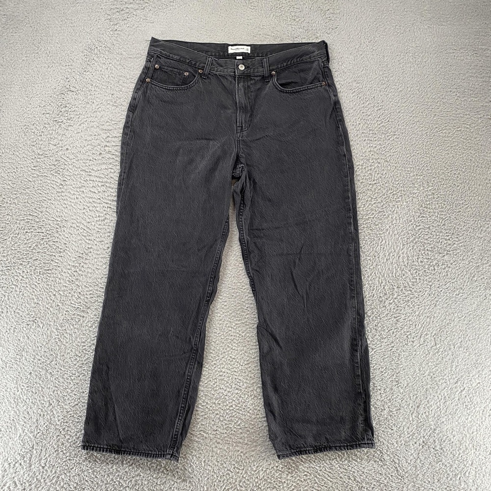 Abercrombie & Fitch Slouchy Jeans Womens 32 Curve‎ Love Straight Charcoal Gray